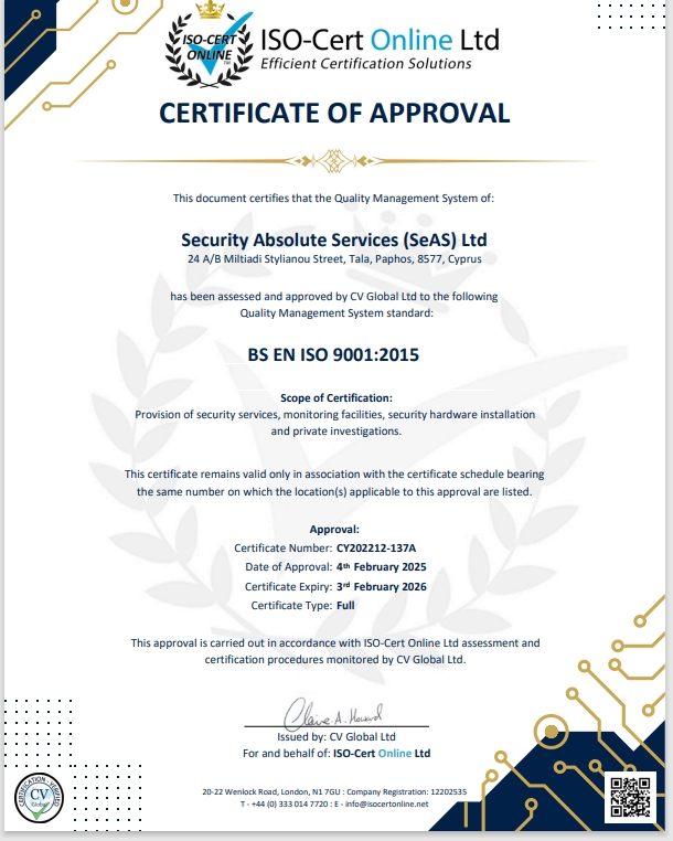 ISO 9001:2015 certificate